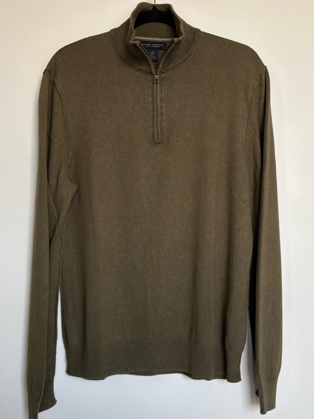 Banana Republic Silk Cashmere Blend Quarter Zip Sweater Olive Green Men’s L